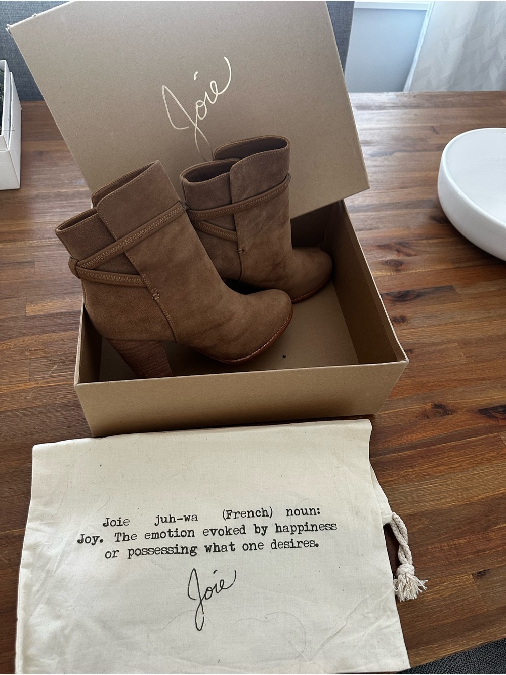 Joie Taupe Suede Wrap Ankle Booties - Picture 1 of 12